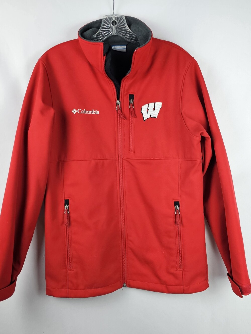 Wisconsin Badgers Columbia Collegiate Ascender Full Zip Softshell Jacket Sm Red